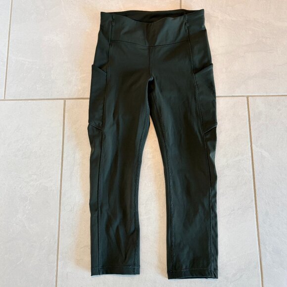 Lululemon Fast and Free 5 Pocket Hi-Rise Leggings w/Drawstring 21' Army Green 4 - Picture 2 of 8
